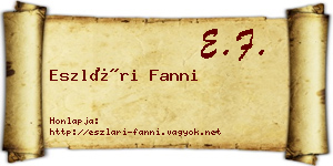 Eszlári Fanni névjegykártya
